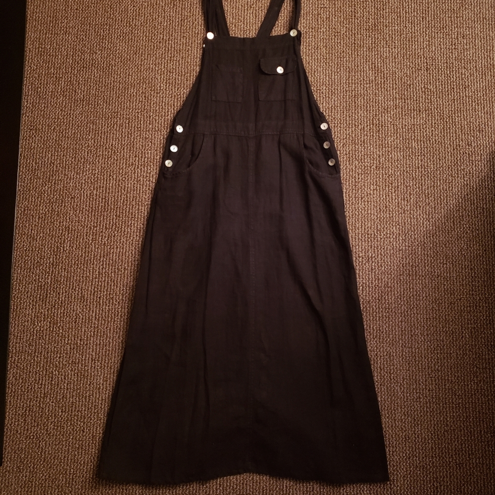 Focus Linen Overall Jumper Dress Made in USA Small